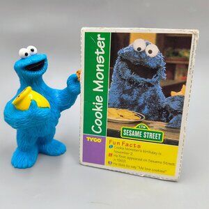 Cookie Monster Pvc Figure with Collector Card Sesame Street Tyco Preschool 3"
